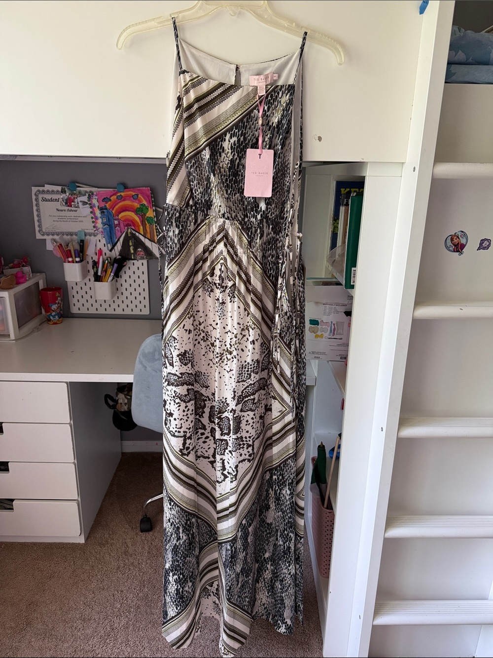 Ted Baker London Strappy Maxi Dress in Black, White & Olive